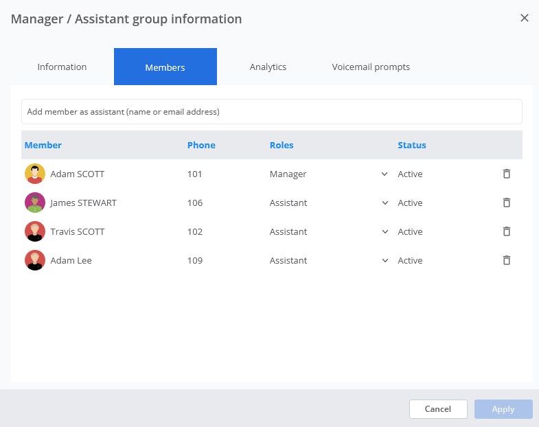 Configure Manager/assistant Groups – Rainbow Help Center